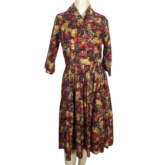 Trashy Diva by Candice‎ Gwinn Warm Watercolor orange gold pleated Dress 8 - Picture 2 of 16